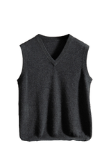 Oversized knitted Cashmere V-neck vest