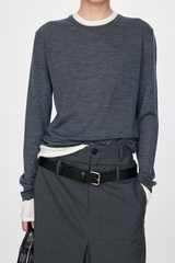 Knitted colorblock long-sleeved wool T-shirt