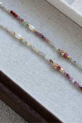 Colorful natural stone pearl beaded necklace