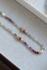 Colorful natural stone pearl beaded necklace