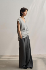 Oversized V-neck Alpaca Vest