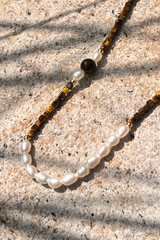 "Rivulet Sires" - Natural Stone with pearl Necklace