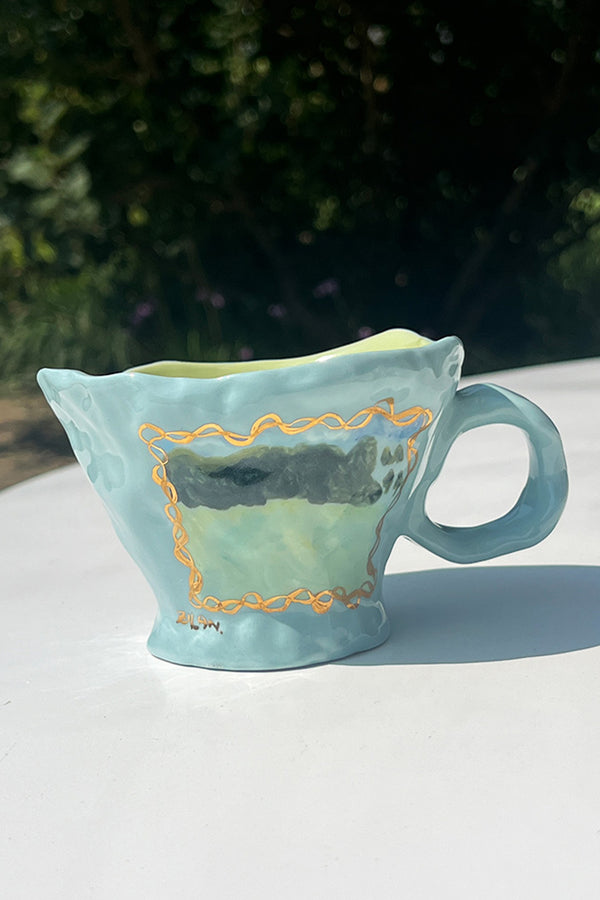 Original Handcrafted Blue Painting Mug