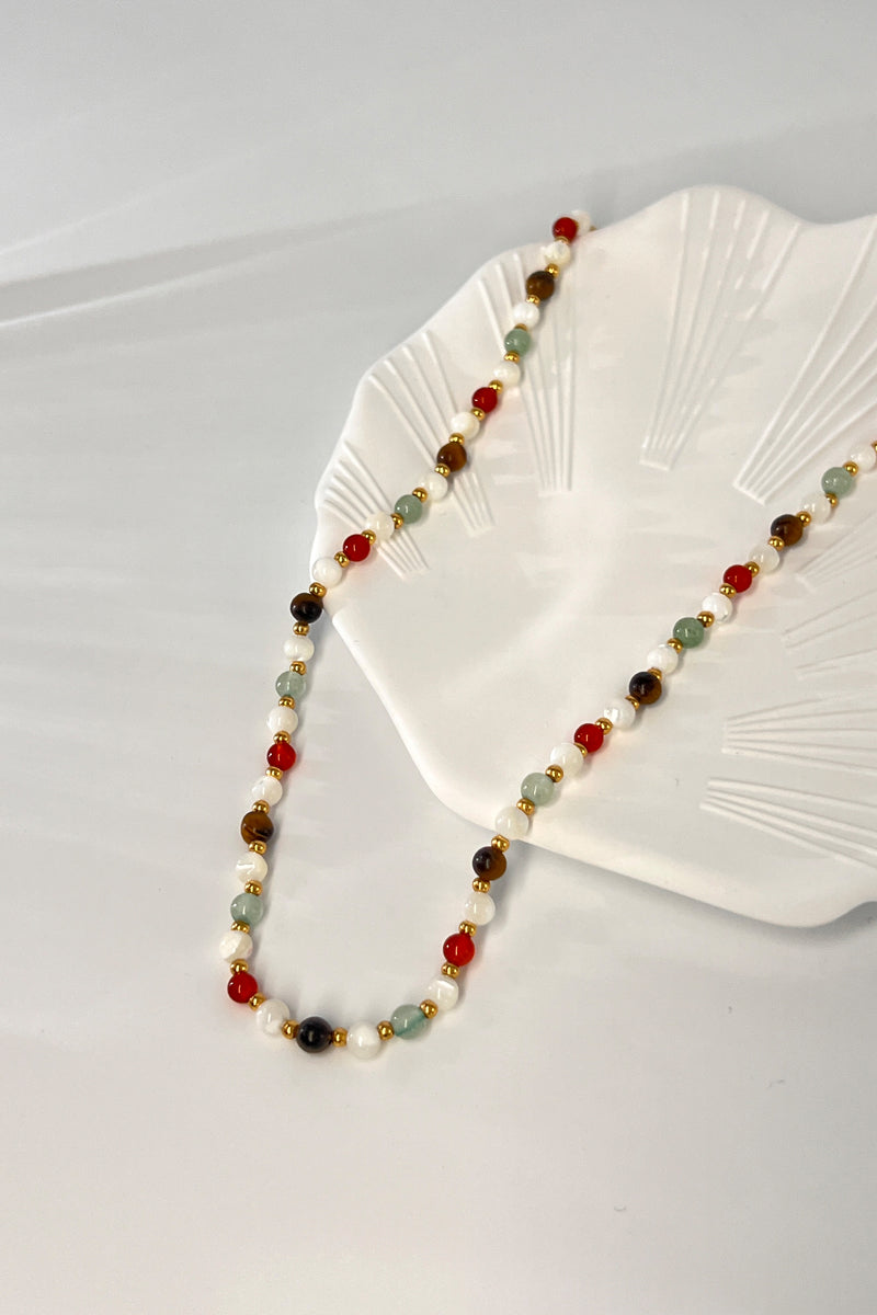 "colored glaze Sires" - Natural Stone Beads Nacklace