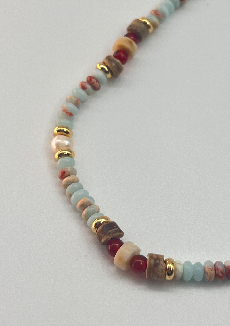 "Colored Glaze Series" - Multi color stone necklace