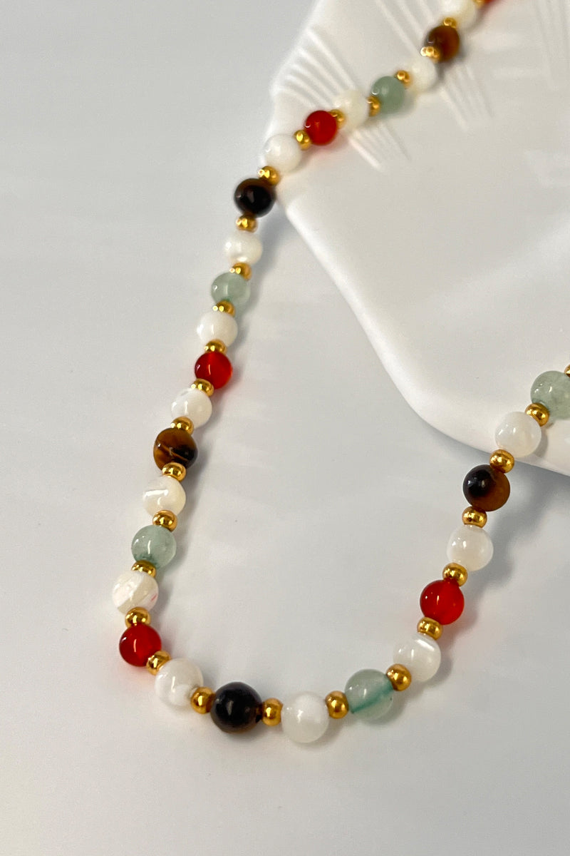 "colored glaze Sires" - Natural Stone Beads Nacklace