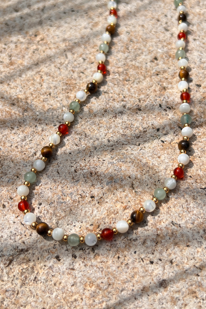 "colored glaze Sires" - Natural Stone Beads Nacklace