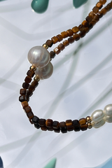 "Rivulet Sires" - Natural Stone with pearl Necklace