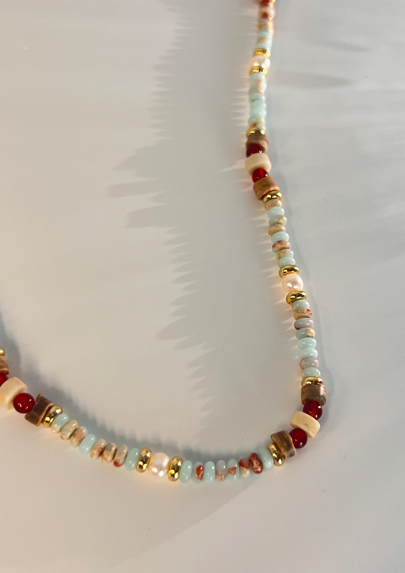 "Colored Glaze Series" - Multi color stone necklace