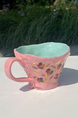 Original Handcrafted Pink Fruit Mug