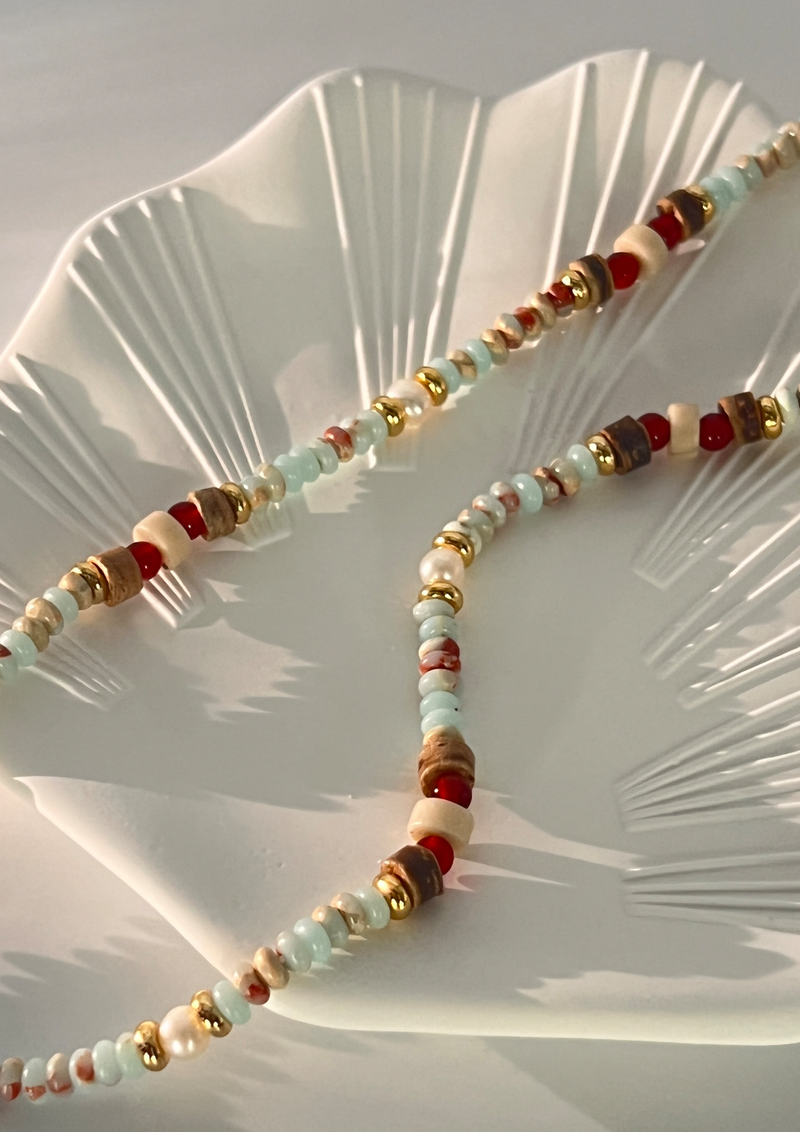 "Colored Glaze Series" - Multi color stone necklace