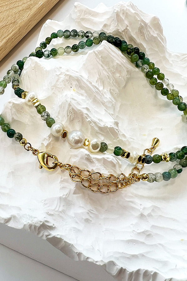 Vintage Green Pearl Beaded Necklace