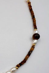 "Rivulet Sires" - Natural Stone with pearl Necklace