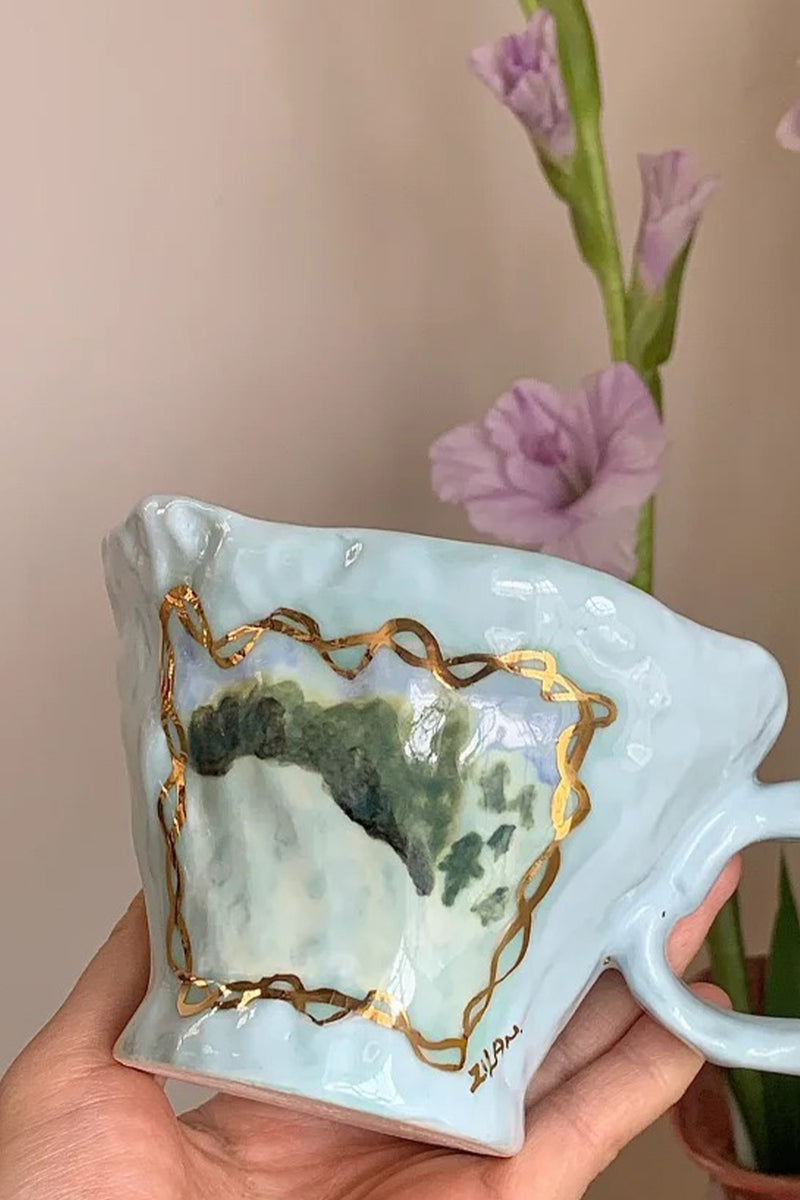 Original Handcrafted Blue Painting Mug