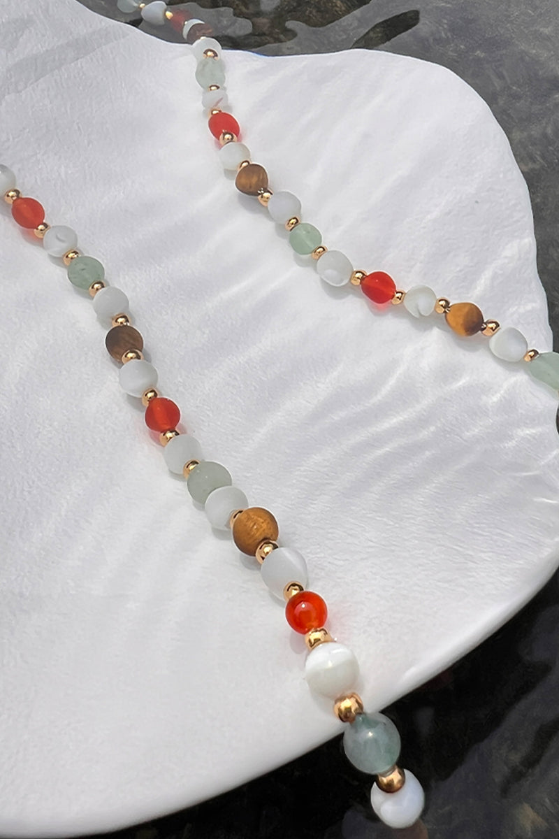 "colored glaze Sires" - Natural Stone Beads Nacklace