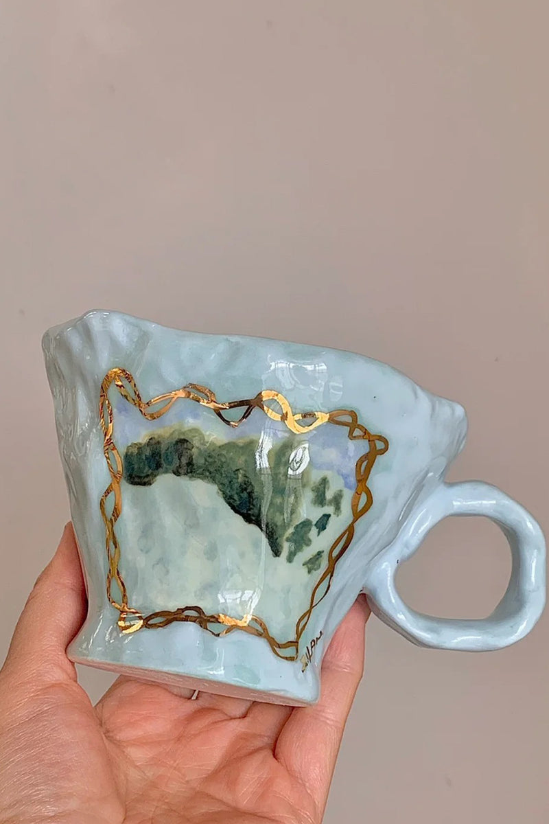 Original Handcrafted Blue Painting Mug