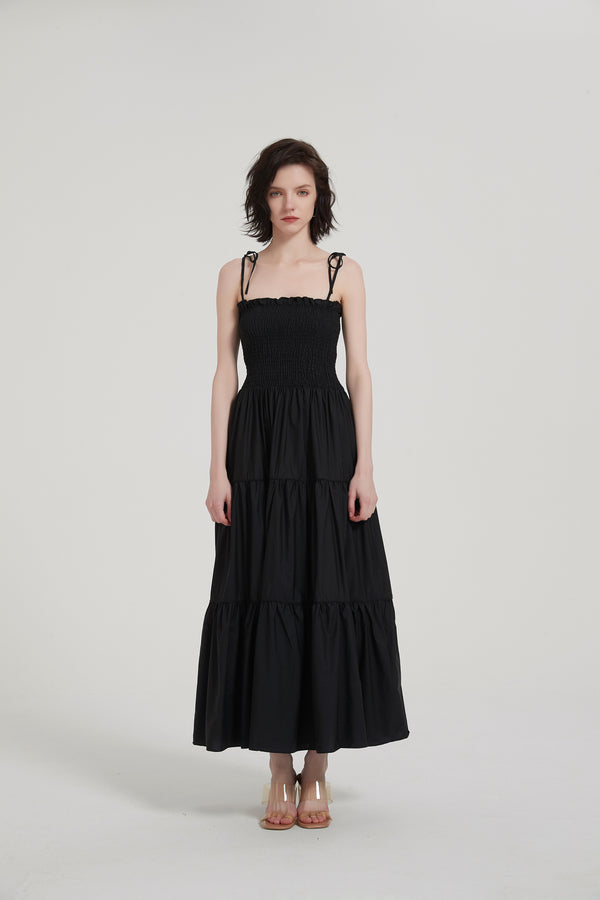 Tiered Ruffle Slip Maxi Dress