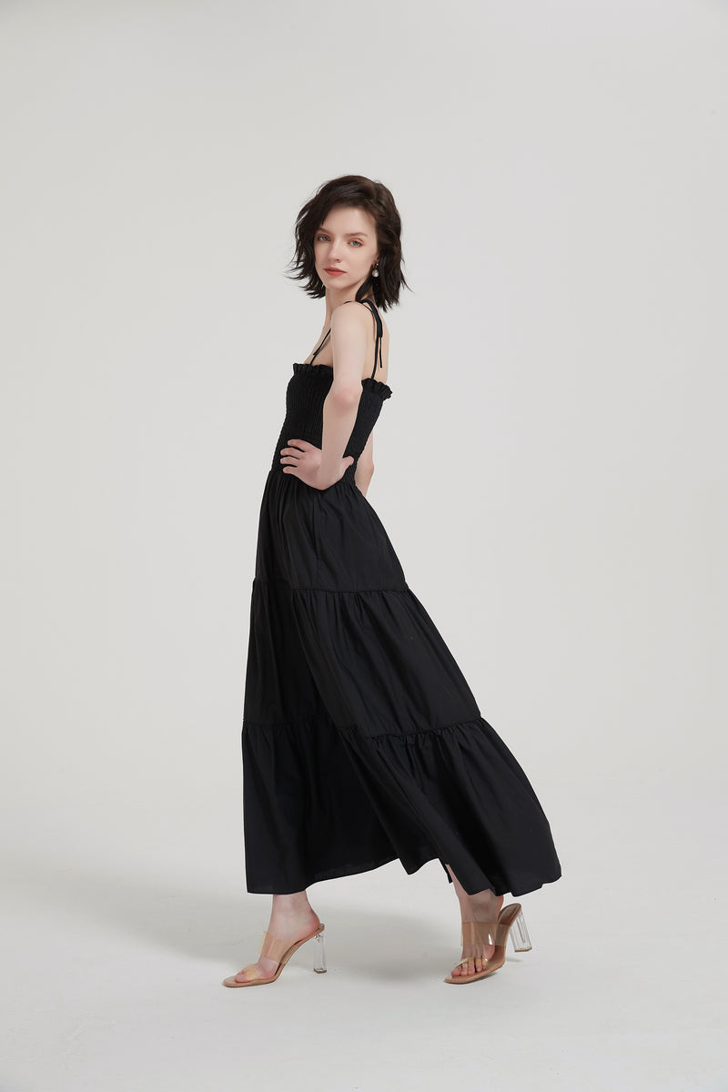 Tiered Ruffle Slip Maxi Dress