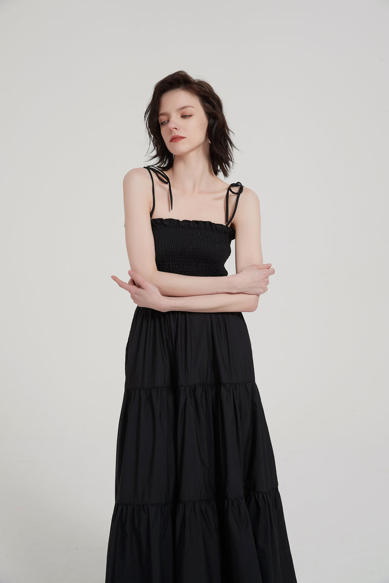 Tiered Ruffle Slip Maxi Dress