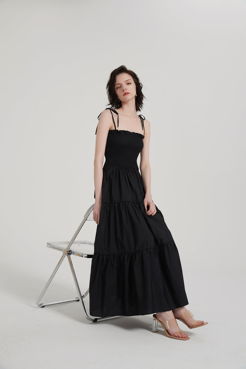 Tiered Ruffle Slip Maxi Dress