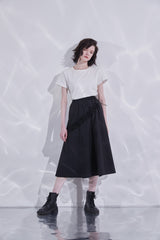 Asymmetric Ruffle Midi Skirt