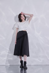 Asymmetric Ruffle Midi Skirt