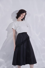 Asymmetric Ruffle Midi Skirt