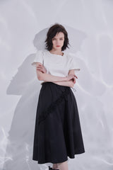 Asymmetric Ruffle Midi Skirt