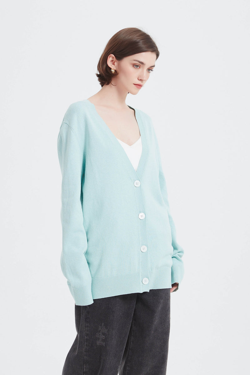 Oversized Linen Blend Cardigan With Buttons