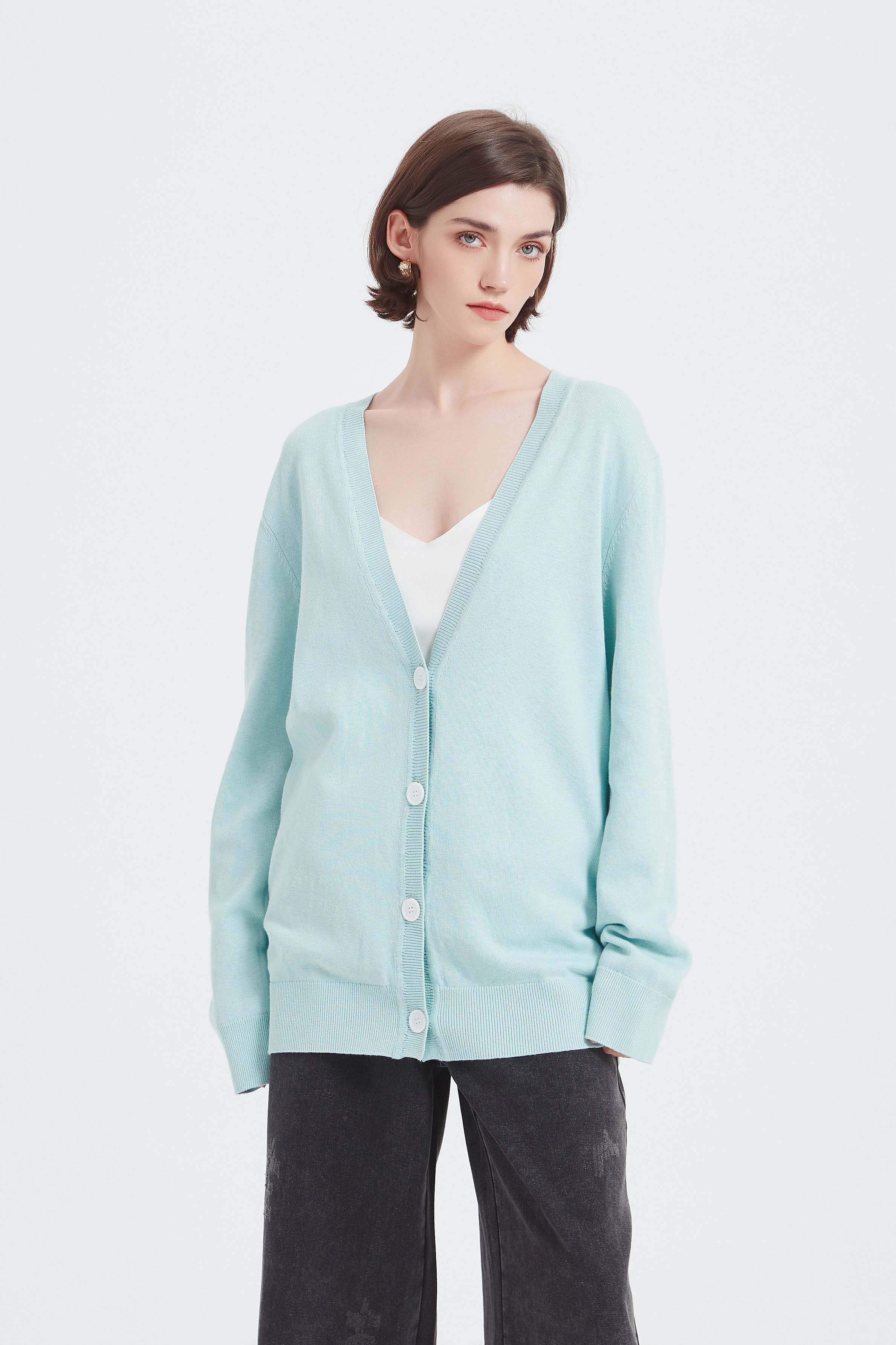 【L'Appartement】Oversize Linen Cardigan Oversized Linen Blend Cardigan With Buttons | ISSANYI