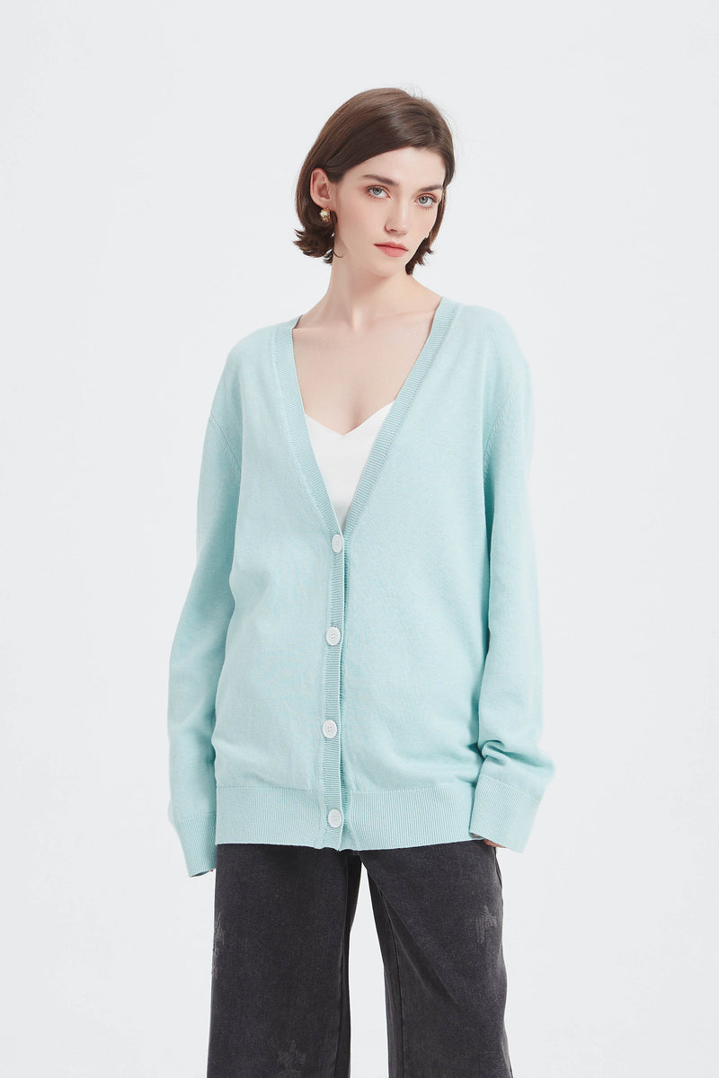 Oversized Linen Blend Cardigan With Buttons