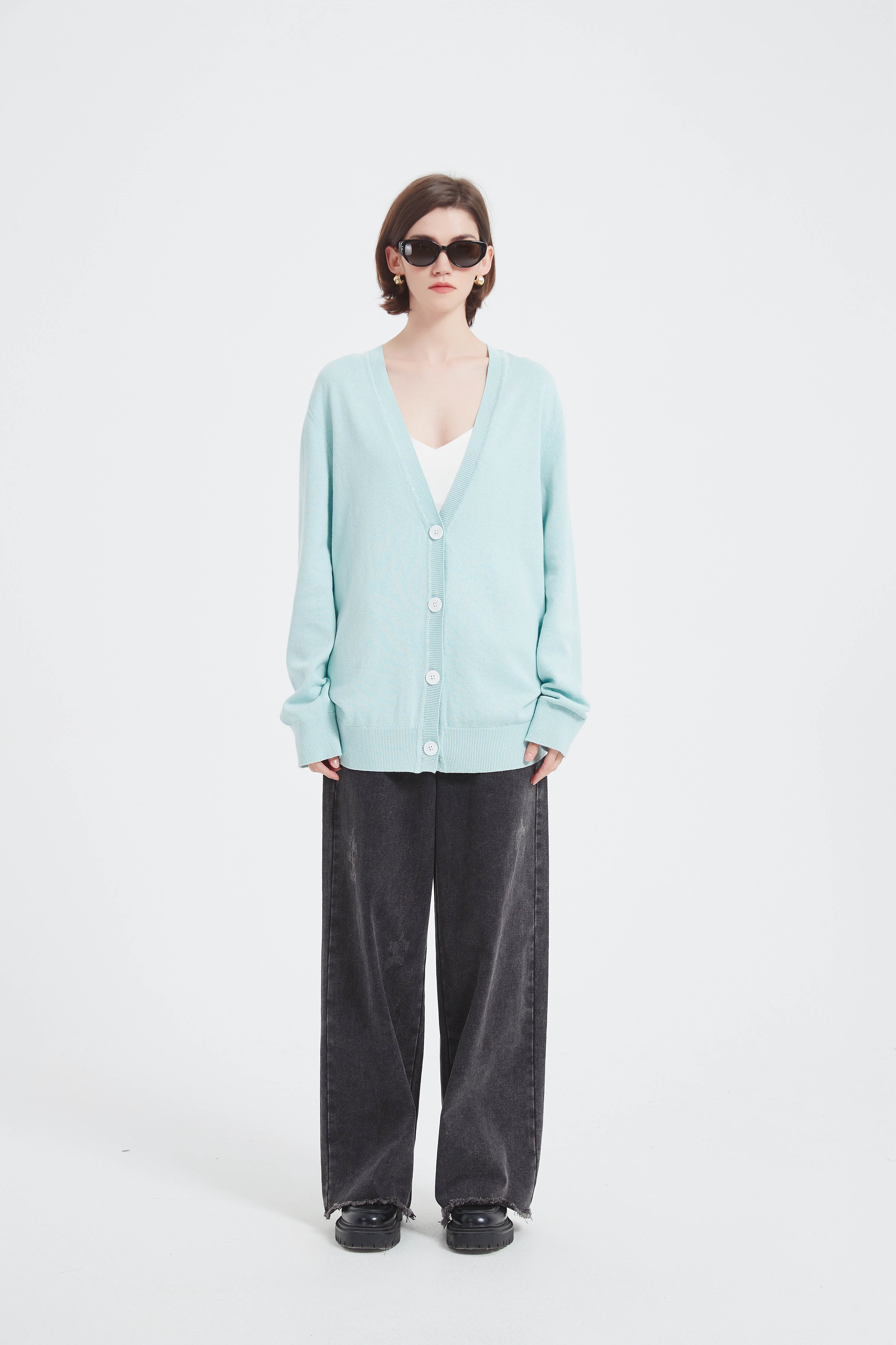 Oversized Linen Blend Cardigan With Buttons | ISSANYI