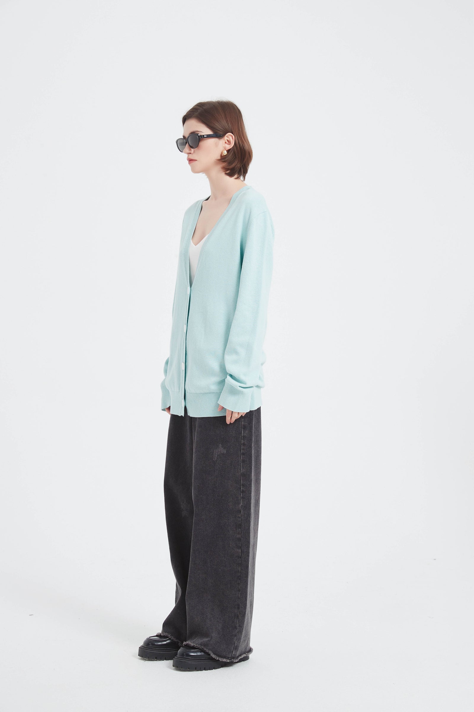Oversized Linen Blend Cardigan With Buttons | ISSANYI