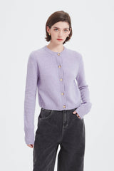 Lilac Short Fine-knit Cardigan With Buttons